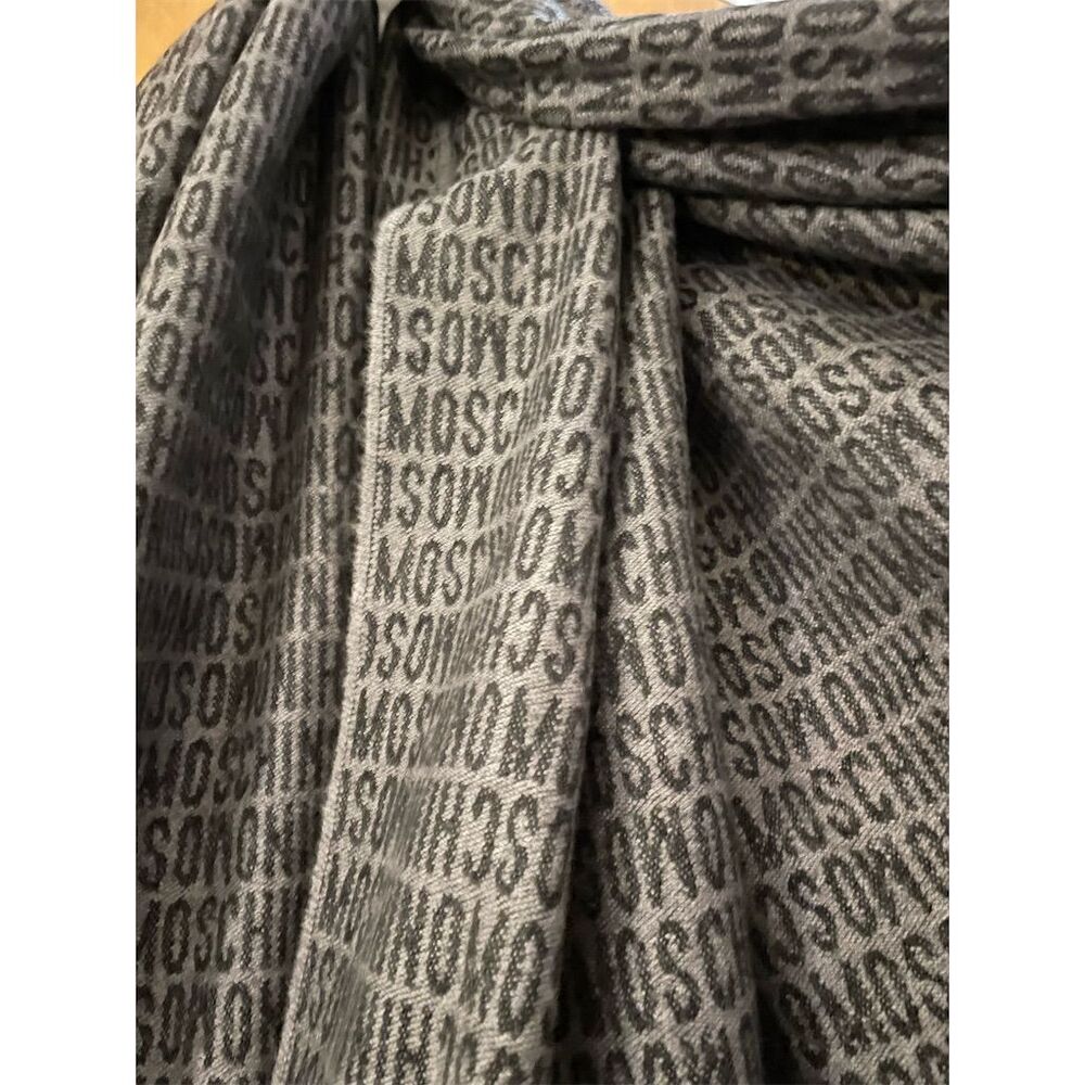 Moschino Wool Throw Blanket Black Intarsia Logo Luxury Home Decor - Picture 6 of 6